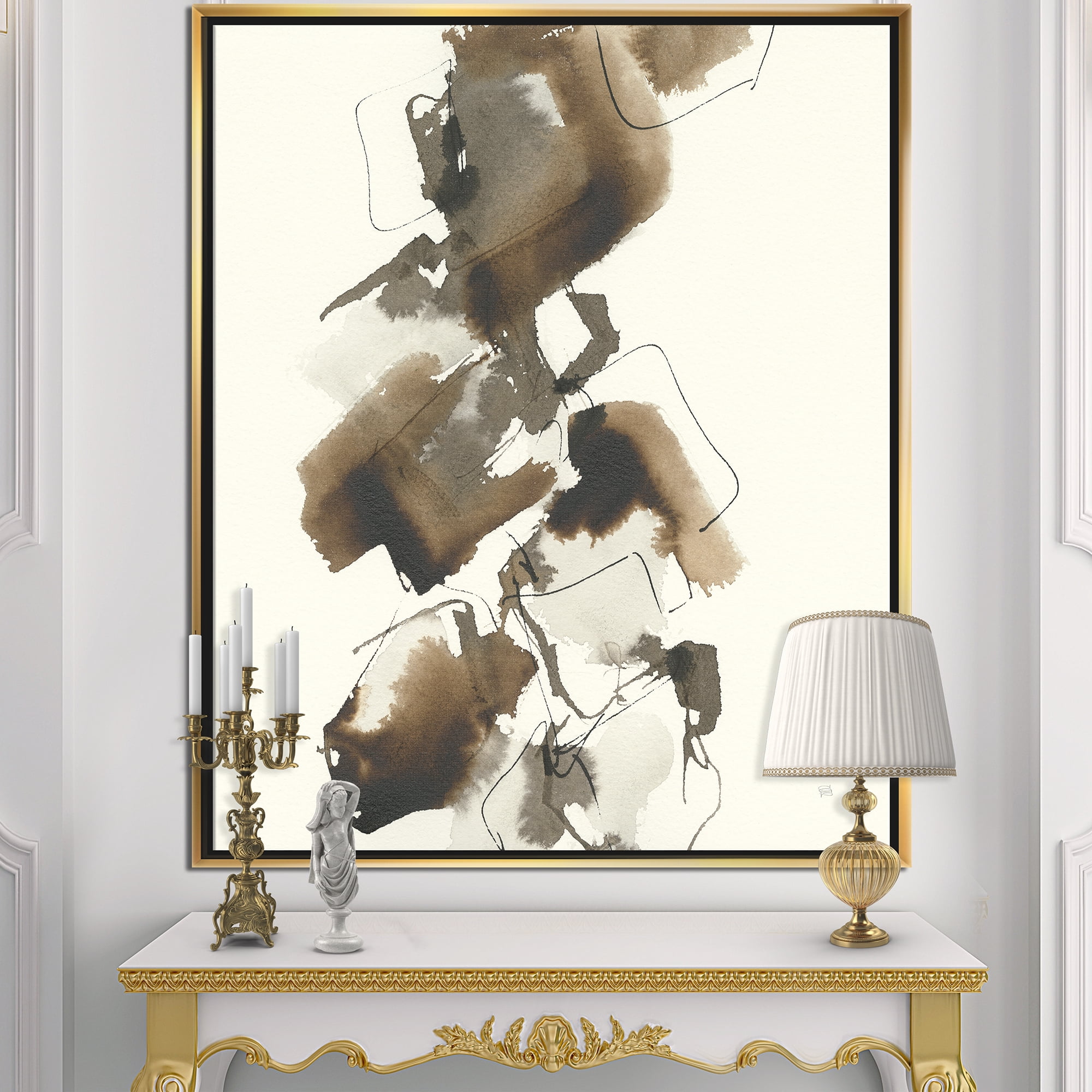 Designart ' Gold Glam Squares I ' Modern & Contemporary Framed Canvas