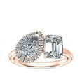 thumbnail image 1 of 1.10 Carat Excellent Emerald & Pear Cut Real Diamond New Design Two Stone Ring for Wedding Solid 18K Rose Gold Size 11, 1 of 8