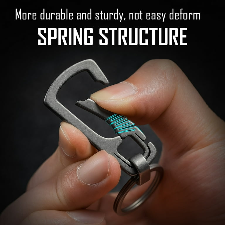 KeyUnity Titanium Carabiner Keychain Clip, Quick Release EDC Key Holder  Organizer with Key Ring for Belt Loop, Bag, KM04 Gray 