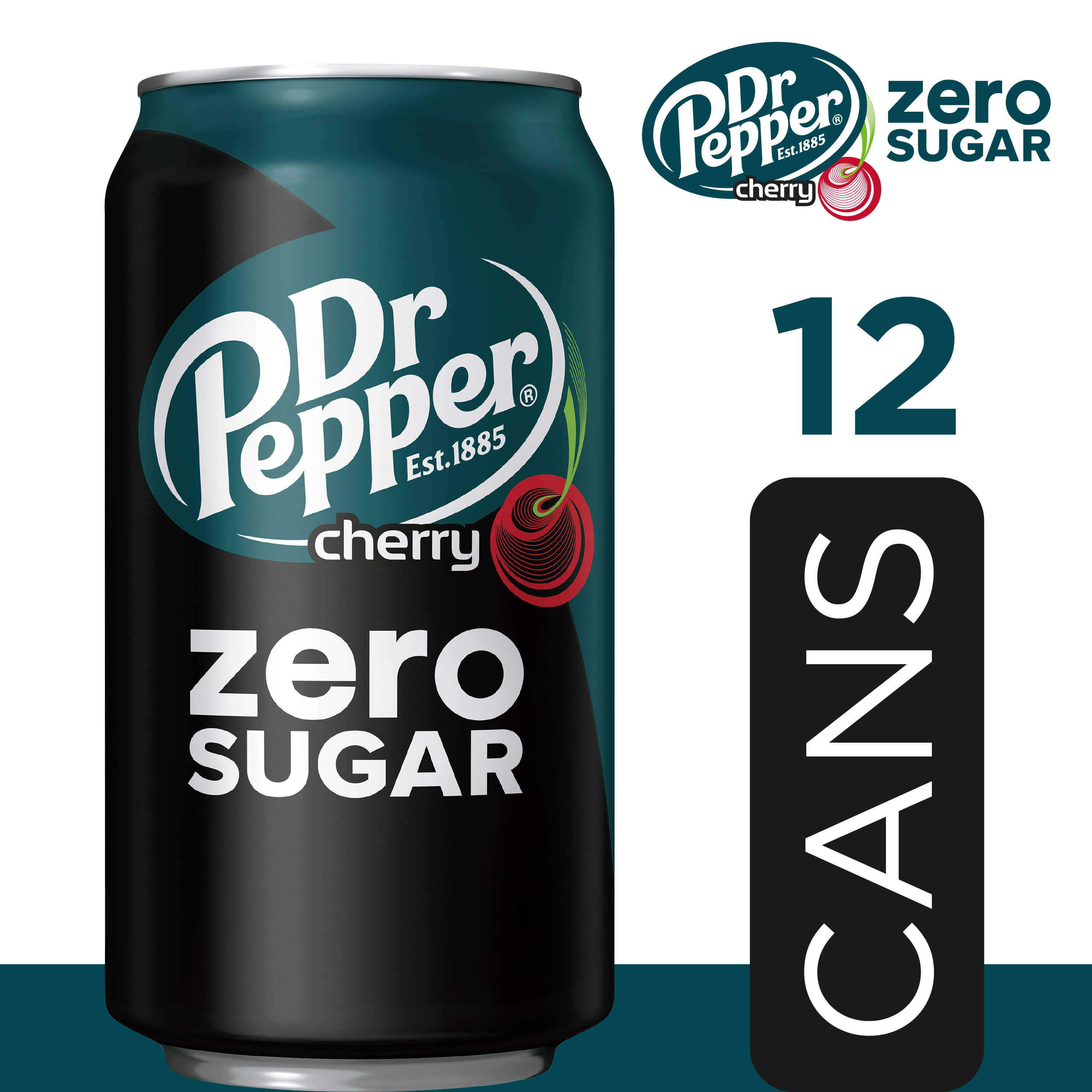 Dr Pepper Zero Sugar Cherry Soda Pop, 12 fl oz, 12 Pack Cans - image 2 of 12
