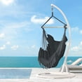 thumbnail image 2 of Hanging Chair Swing, Large Hanging Rope Chair with 2 Seat Cushions, Bohemian Indoor Swing Chair, Comfort Hanging Chairs for Bedrooms, Home, Patio, Yard, Deck, Max Capacity 330 lbs Gray, JA1409, 2 of 9
