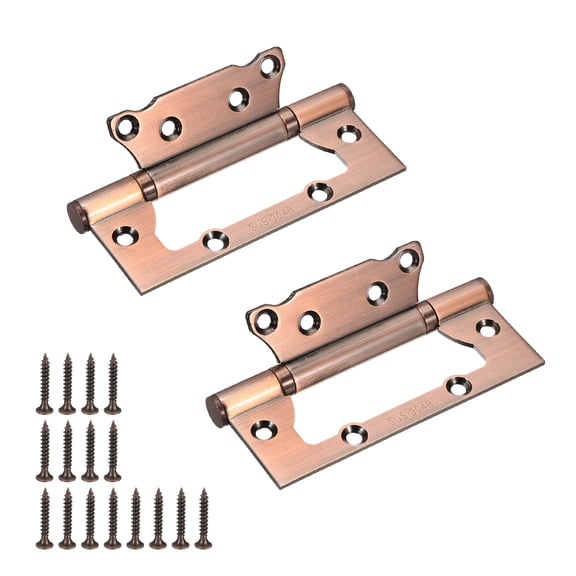 Uxcell 2 Pack Non Mortise Door Hinges, 5" x 2" 304 Stainless Steel Hinges with Mounting Screws, Ball Bearing Door Hinges for Interior and Exterior Doors, Wood and Metal Doors, Copper