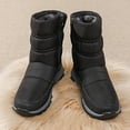 thumbnail image 6 of Bnwani Women Boots Ankle Winter Fashion Pile Toe Flat Mid-Calf Fleece Warm Snow Boot Black Size 4.5, 6 of 7