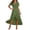 Army Green, variant on Women's Wrap V Neck Maxi Dress Summer Short Sleeve Long Flowy Swing Dress Beach Vacation Guest Dresses Gray