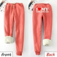 thumbnail image 2 of IROINNID Fleece Sweatpants for Women Thermal Printed Winter Pants Lamb Fleece Elastic Thickened Plush Warm Sweatpants Long Pants,Red, 2 of 8