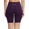 thumbnail image 3 of BALEAF Biker Shorts Women Yoga Gym Workout Spandex Athletic Running Volleyball Tummy Control Compression with Pockets 8" Purple XXL, 3 of 5