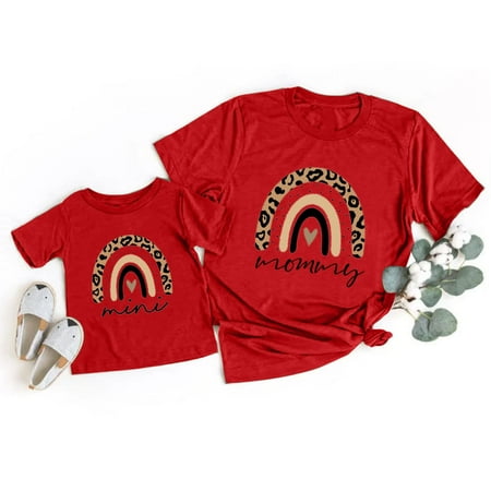 

Hunpta Family Matching Outfits Summer Mother-Son Mother-Daughter Outfits Casual Solid Print T Shirt Short Sleeve Mommy And Me Top