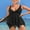 Black, variant on Charmo Womens Mesh Flowy Layer Tankini Swimsuit Wrapped V Neck Two Piece Bath Suits with Bottoms