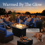LayinSun 15 Piece Patio Furniture Set with Fire Pit Table, Outdoor Conversation Sets Wicker Rattan Sectional Sofa with Coffee Table