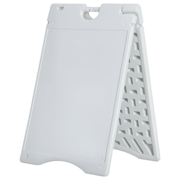 Homiyad 22” x 28" Plastic Folding A-Frame Sandwich Board Sidewalk Sign with Weighted Tank & Weatherproof Design, White