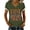 Army Green, variant on Punch the Monkey V-Neck T-Shirt for Women, Artistic Monkey & Gorilla Graphic Short Sleeve Tee with Contrast Cuffs, Casual Daily Top