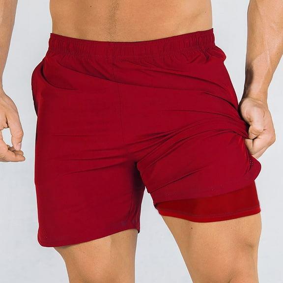 Nuoqisi Men's Casual Shorts with Built-in Liner - Breathable Woven Sport Bottoms for Active Wear