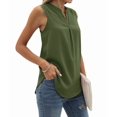 thumbnail image 2 of Women'S Summer Casual Sleeveless V Neck Lace Trim Tank Tops Loose Blouse Tees Green L, 2 of 7