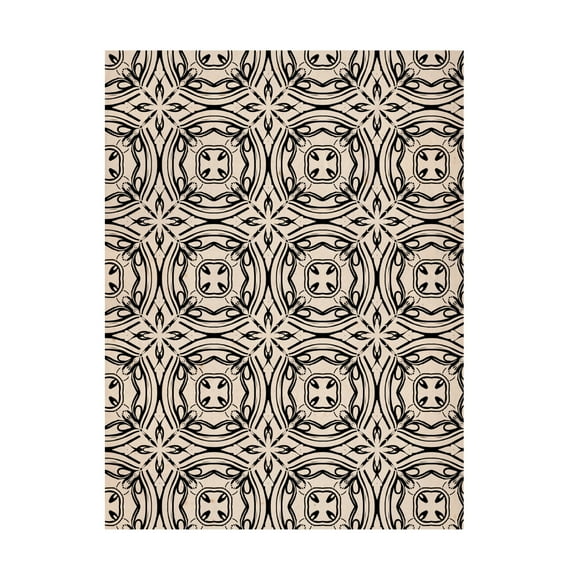 Canvas Wall Art - Treechild 'Beige and Black Tile Pattern' Wall Art for Living Room, Bedroom, or Office D?cor by Trademark Fine Art - 14 x 19 Inches