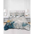 thumbnail image 3 of Teal Gray Gold Full Size Down Alternative Comforter, Lightweight Comforter Quilt Bedding Set with Pillow Shams Modern Minimalist Abstract Gradient Art All Seasons Bed Comforter Duvet Insert 78"x90", 3 of 7