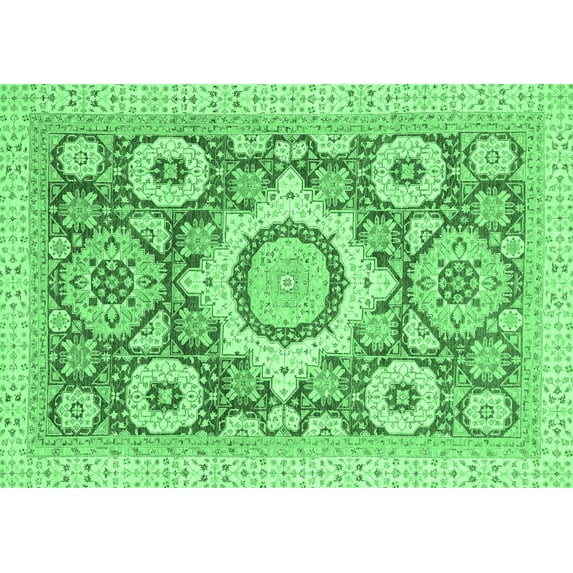 Ahgly Company Indoor Rectangle Abstract Emerald Green Modern Area Rugs, 2' x 3'