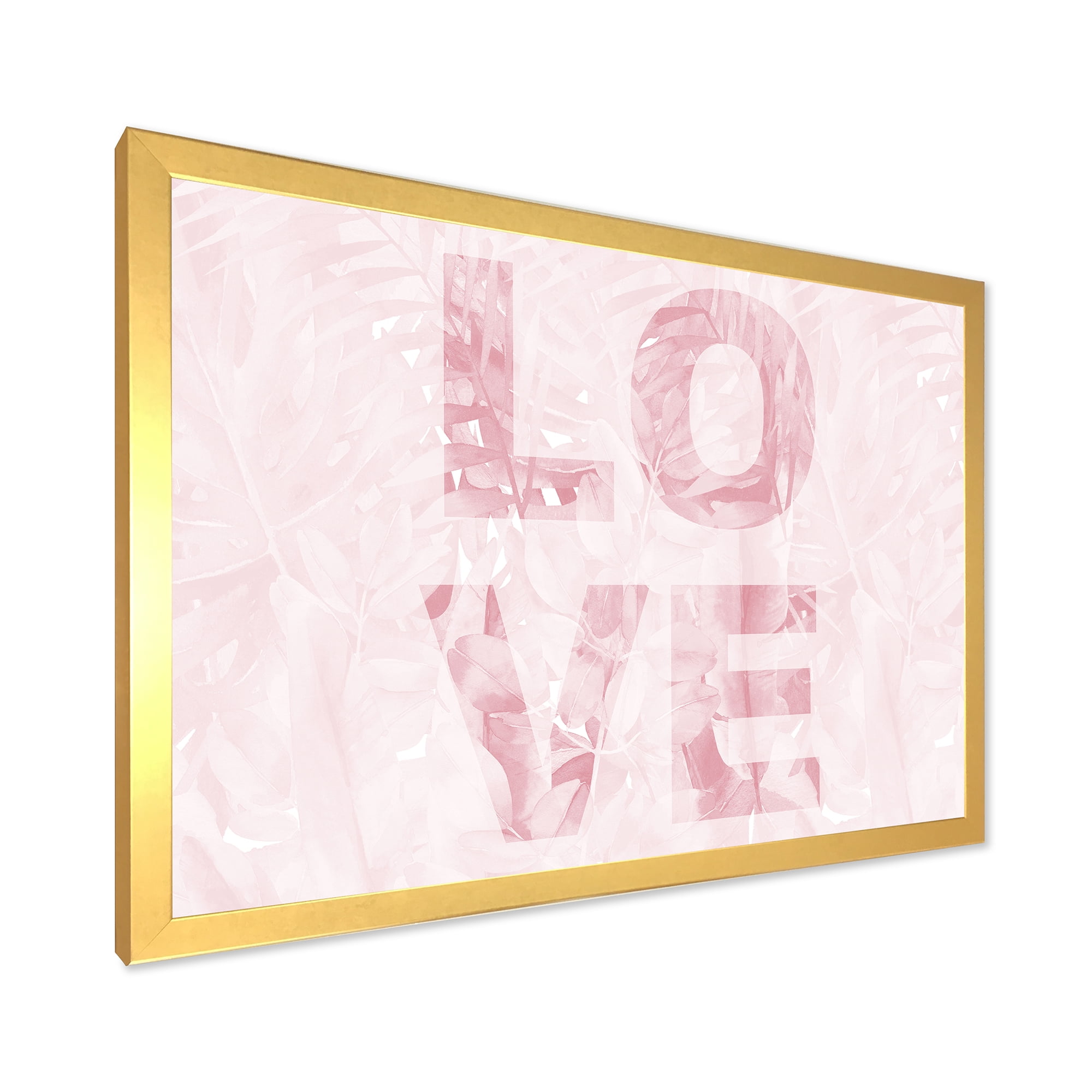 Designart 'Pink Pastel Love Abstract ' Shabby Chic Framed Art Print