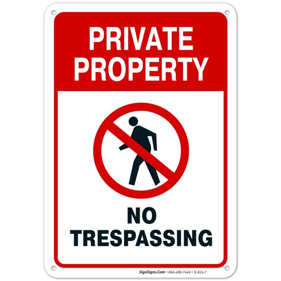Private Property Sign, No Trespassing Red Sign,