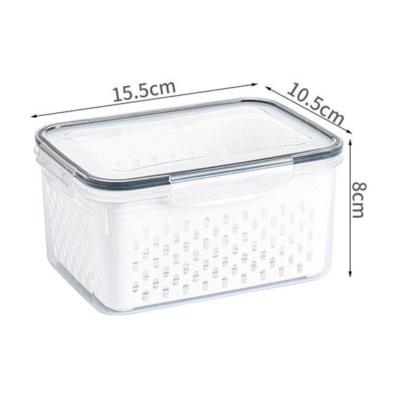 Fruit and Vegetable Storage Containers for Fridge, Draining Fresh Produce Bins with Lid, 3-in-1 Multifunctional Organizer for Kitchen or Refrigerator, BPA-Free
