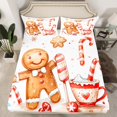 thumbnail image 2 of Manfei Kawaii Gingerbread Man Full Size Sheets,Xmas Dessert Bed Sheets,White Brown Red Sheet Sets For Girls Kids,Breathable Home Decor,4-Piece, 2 of 7