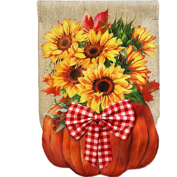 Briarwood Lane Fall House Flag 40x28 For Outdoor Sunflower Filled Pumpkin Burlap For Fall House Flag