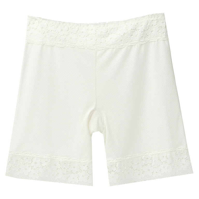 YWDJ Shorts for Women High Waisted Lace Mid Waisted Body Shaper Shorts  Safety Pants Shapewear Tummy Control White XL
