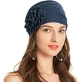 thumbnail image 2 of Dalrosia Women Turban Beanie Hat with Flower Chemo Headwear Elastic Head Wrap Cap, 2 of 7