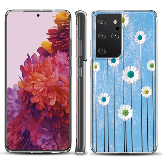 Slim-Fit Lightweight Protective Phone Case compatible with Samsung Galaxy S21 ULTRA 5G, by OneToughShield ® - Daisy Sky