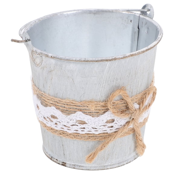 Flowers Decoration Tin Bucket Milk White Pot Durable