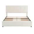 thumbnail image 4 of Upholstered Platform Bed Frame with Four Drawers on Two Sides, Adjustable Headboard, Wooden Slats Support Mattress Foundation, No Box Spring Needed, in Velvet (Beige-Queen), 4 of 8