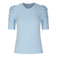 thumbnail image 4 of Kovlvoll Womens Summer Tops Round Neck Short Sleeve Knit Ribbed Slim Fitted Top Solid Color Dressy Casual Blouses, 4 of 7