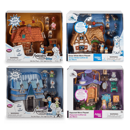 Disney Animators Collection Dolls Playset | Frozen Anna & Elsa - Snow White - Beauty and the Beast Belle - Rapunzel | Mini Figure Doll House Animated Film Cartoon Movie Toy Collectible | Deluxe Set