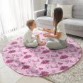 thumbnail image 3 of Pink Breast Cancer and Pioneer Flower Round Blanket,Comfortable Soft Flannel Throw Blanket,All Season,Warm Lightweight Blankets for Sofa Bed Couch Living Room Chair 47"x47", 3 of 5