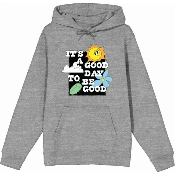 Positive Vibes It's Good To Be Good Heather Gray Adult Long Sleeve Hoodie-Small