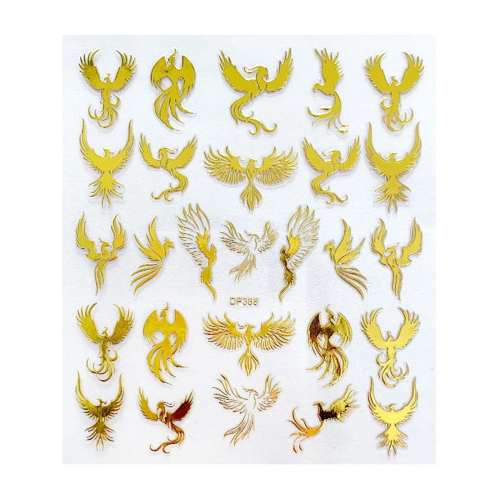 1pc Nail Art Sticker Gold Rainbow Phoenix Dragon Peacock Shape Stickers For Nails Flowers Adhesive Nail Art Decoration Manicure