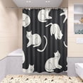thumbnail image 5 of Shower Curtain and Rug Sets 4pcs Bathroom Sets Includes 12 Free Hooks 66" x 72" White Cats, 5 of 8
