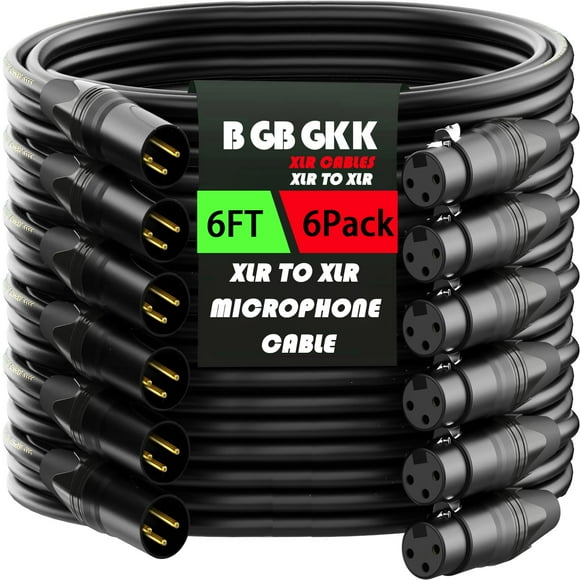 Cable de micrófono profesional XLR Cables BGBGKK, paquete de 6 unidades, 2 m