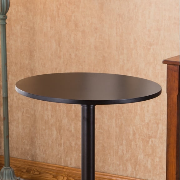 24 inch Round Metal Bar Table with Black MDF Top and Base - Adjustable Height for Small Space Dining, Modern Home Bar Furniture