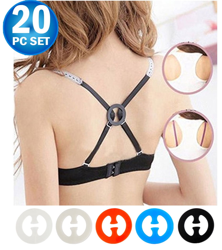 Red Converts Bras into Racer Back-Style Bra Straps Black Tinksky Skin Colour and Pink Pack of 4 Bra Converter Straps to Conceal Bra Straps 