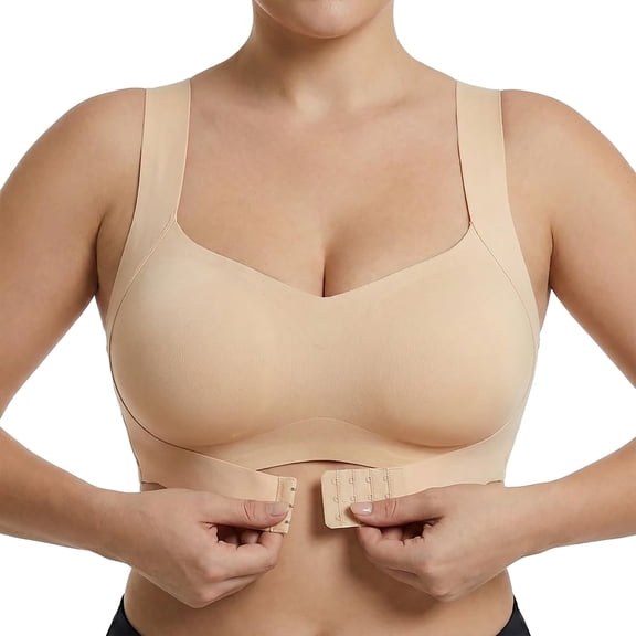 Gkeoshab Jelly Bras for Women Women Posture Corrector Wireless Bralette Front Closure Full Coverage Lift Support Bra Non-Sag Gathering Back Support Comfortable Stylish Everyday Bras L
