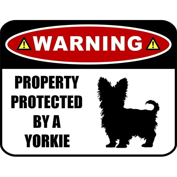 PCSCP Warning Property Protected by a Yorkie (SILHOUETTE) 11.5 inch x 9 inch Laminated Dog Sign