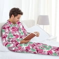 thumbnail image 6 of Vsdgher Flamingo Mens Pajama Set, Soft Warm Long Sleeve Sleepwear, Cozy Button-Down Pjs for Men-Small, 6 of 7