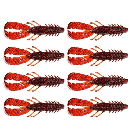 Necvior 8pcs Artificial Swimbait Saltwater Fishing Tackle Fishing Baits Lure Shrimp Soft Baits 7.5cm 3.7g Crawfish Lures