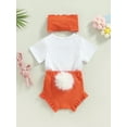 thumbnail image 3 of Jxzom Infant Baby Girls Easter Outfit 3 6 12 18 24 Months Short Sleeve Rabbit Print Romper Elastic Waist Shorts with Hairband 3Pcs Clothes Set, 3 of 7
