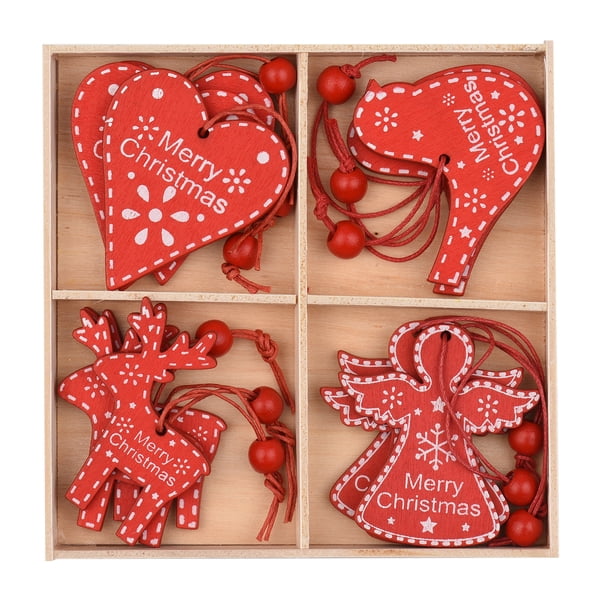 Adornos navideños de madera para decoraciones colgantes Rebanadas de madera con correas Juego de Abanopi Decoraciones Colgantes