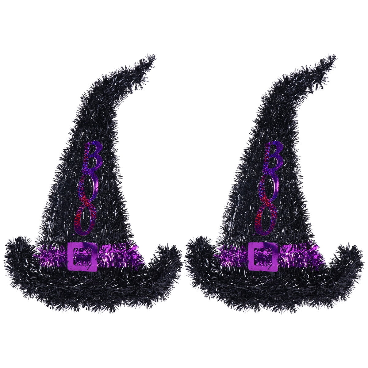 2PCS Halloween Tinsel Witch Hat Hanging Ornament Wall Decoration Party Supplies for Halloween