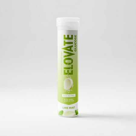 Elovate Effervescent Glucose Tablets, Lime Mint, 40 Tablets, 8 Oz