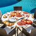 thumbnail image 6 of Fall Flowers Rustic Round Tablecloth, Fitted Table Cover with Elastic for 55"-60" Round Tables, Thanksgiving Pumpkins Autumn Leaves Birds Table Cloth Outdoor Dinning Party Waterproof Tablecloths, 6 of 7