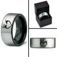 thumbnail image 4 of Tungsten Deer Love Band Ring 8mm Men Women Comfort Fit Brushed Gray Flat Cut Black Polished, 4 of 4