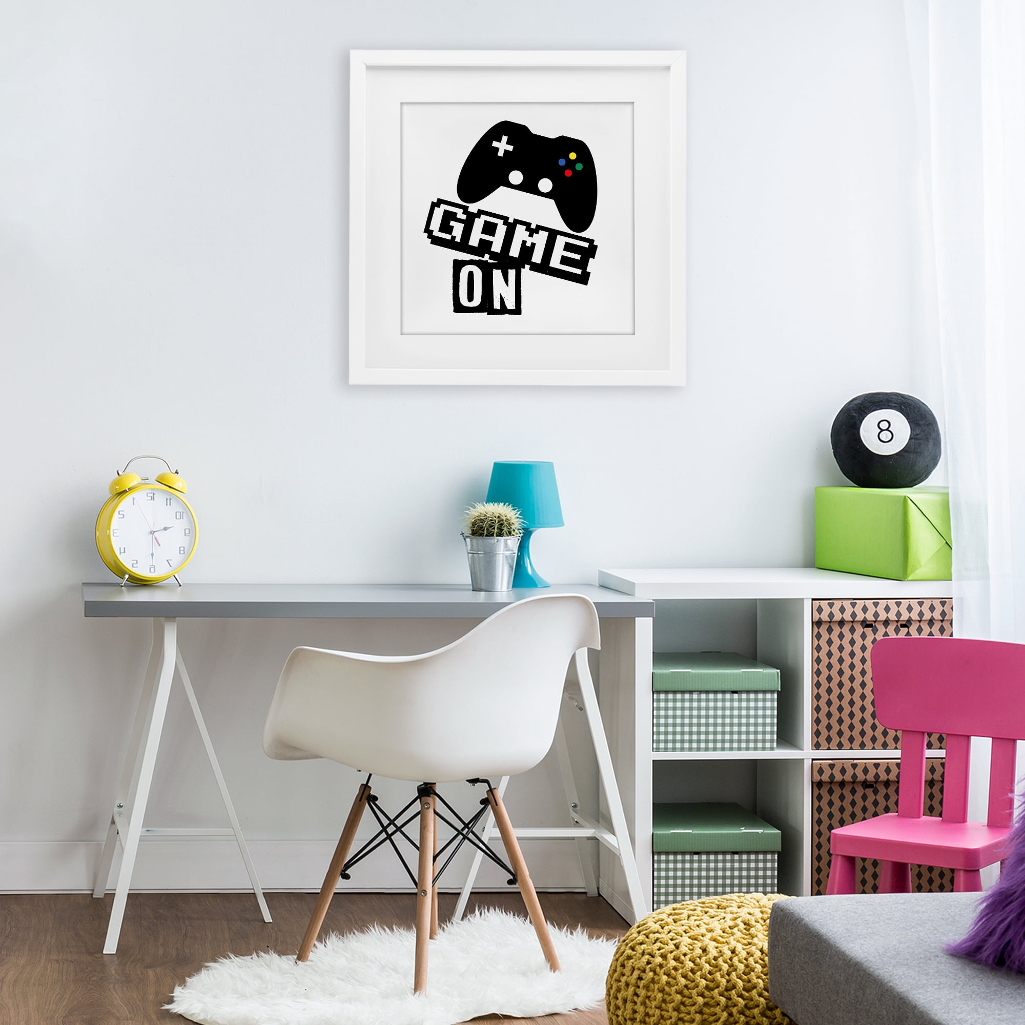 Stupell Industries Playful Game On White Framed Print Under Glass, design by Marcus Prime
